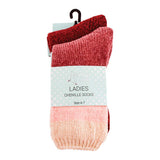 2 Pack Ladies Chenille Socks - Navy / Pink