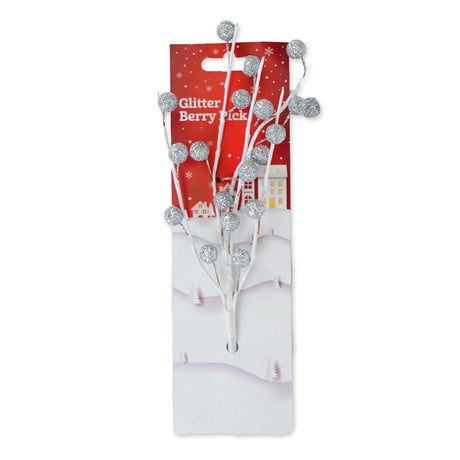 Silver Glitter Berry Decoration 339973-SILVER