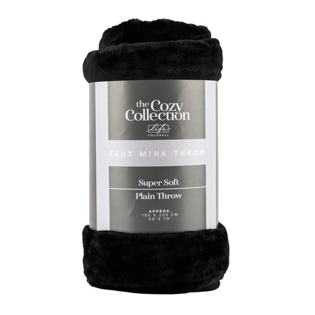 Luxury Faux Mink Throw 150X200Cm - Black 340291