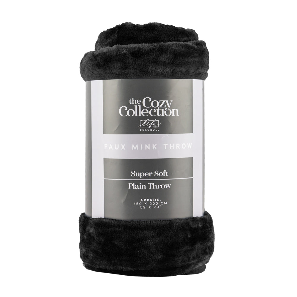 Luxury Faux Mink Throw 150X200Cm - Charcoal 340293