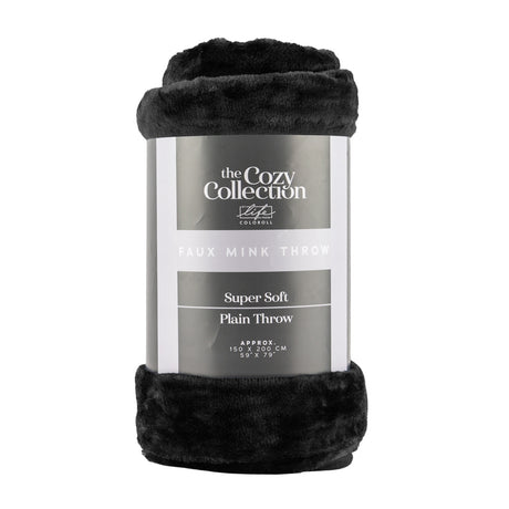 Luxury Faux Mink Throw 150X200Cm - Charcoal 340293