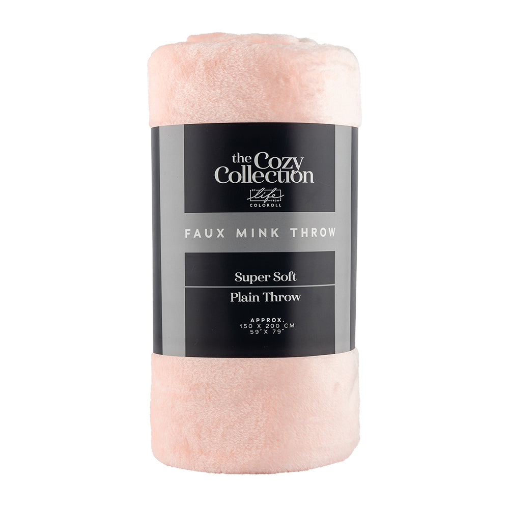 Coloroll Faux Mink Throw - Pink 150 X 200Cm 340304