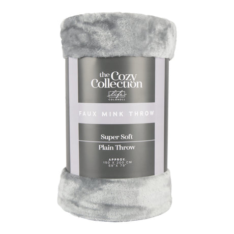 Luxury Faux Mink Throw 150X200Cm - Silver 340308-NEW