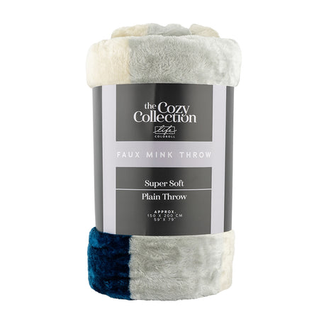 Coloroll Faux Mink Throw - Navy Blue/Grey 150 X 200Cmm 340319