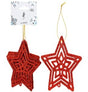 Red Hanging Glitter Star - Set Of 6 340526