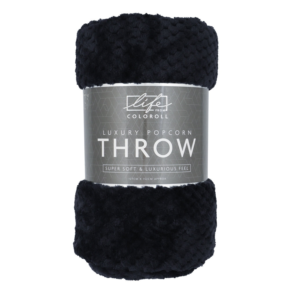 Black Popcorn Throw 130X150Cm 341286-black