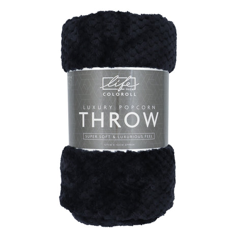 Black Popcorn Throw 130X150Cm 341286-black