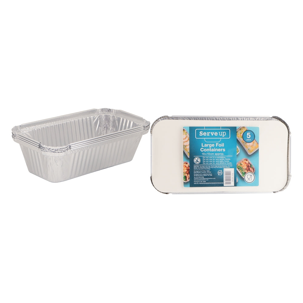 Large Foil Tray And Lid 5 Pack 342188