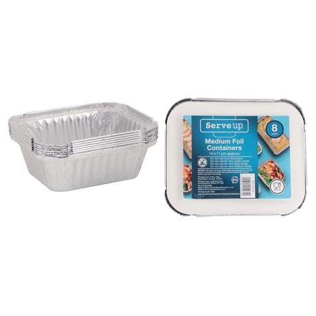 Medium Foil Tray And Lid 8 Pack 342191