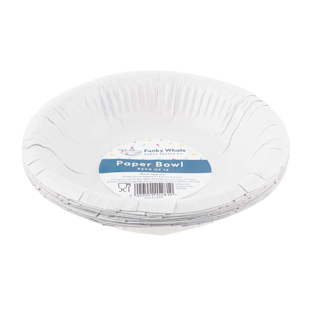 White Paper Bowls 12 Pack