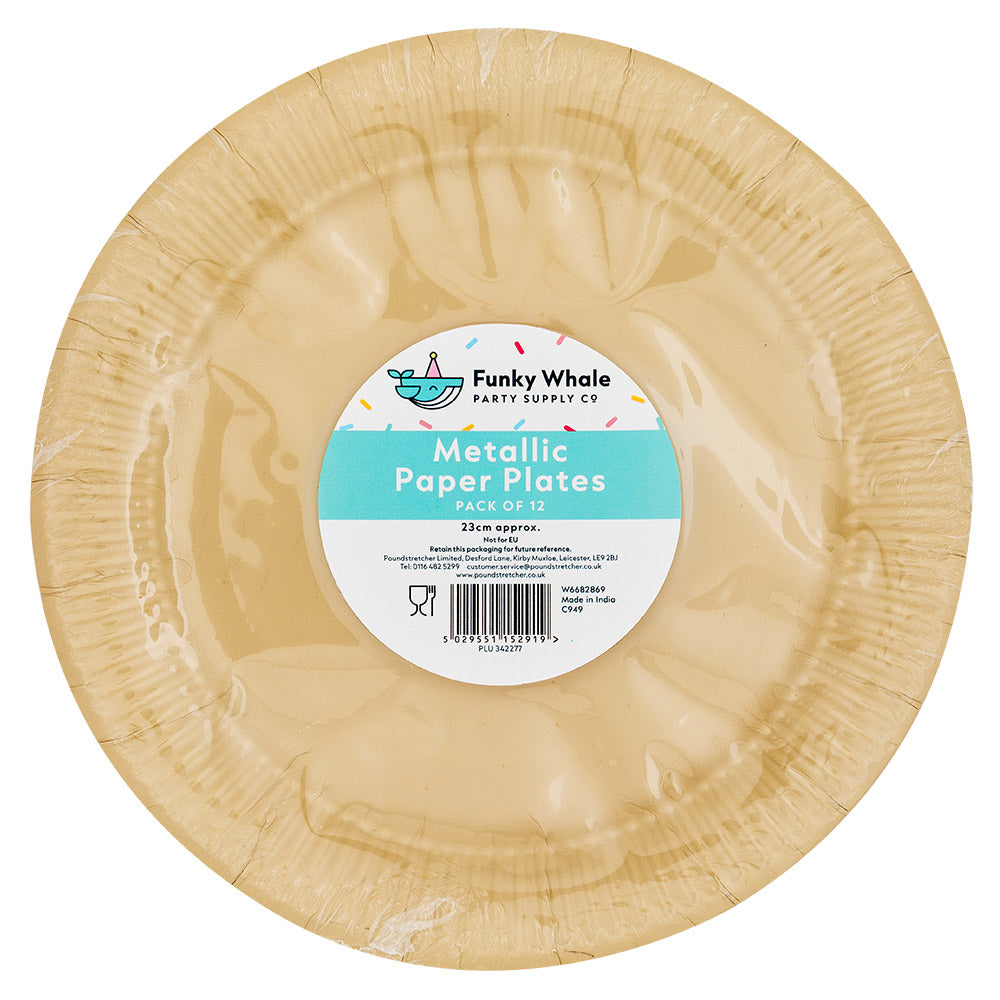 Metallic Paper Plates 23cm - 12 Pack