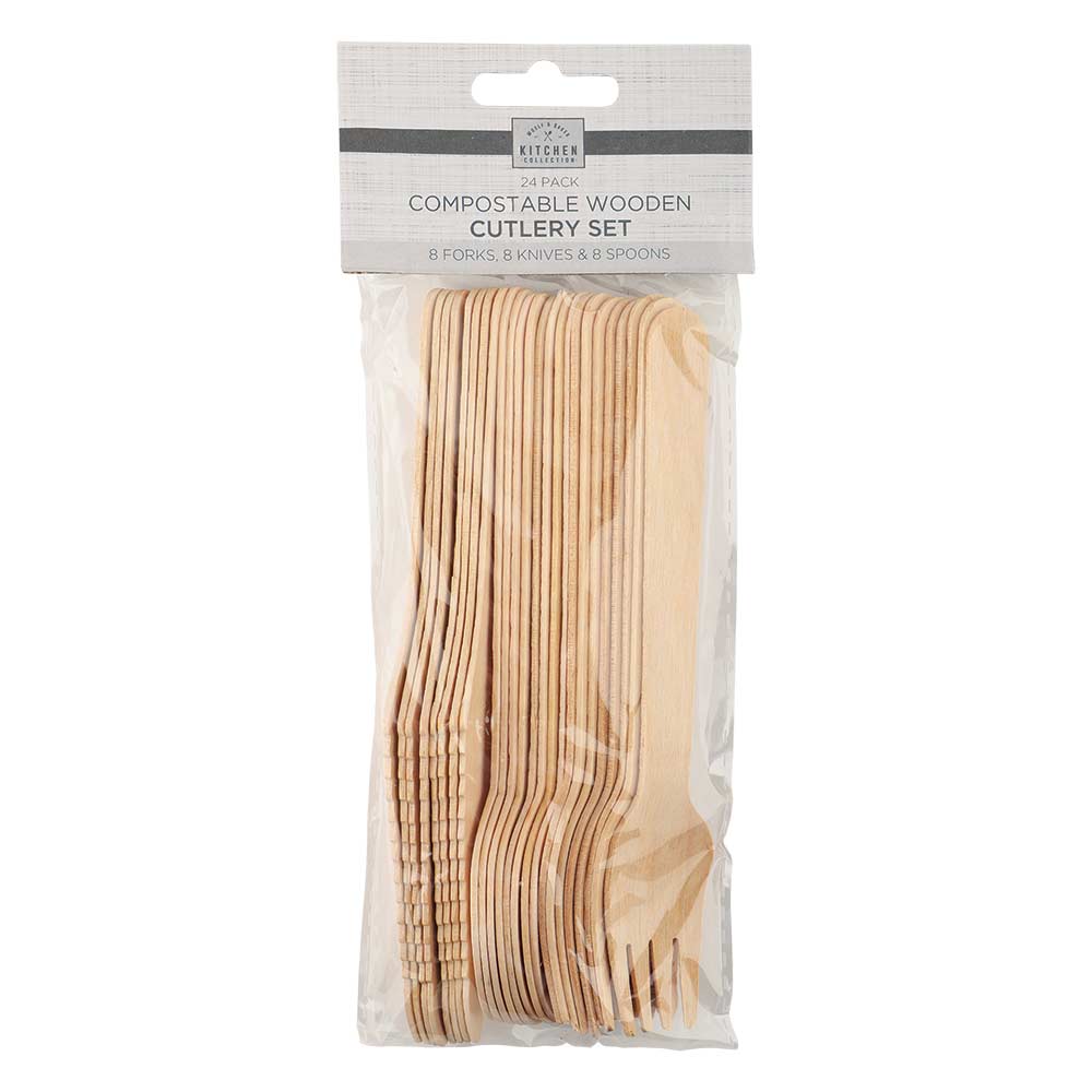 Wooden Cutlery Set 24 Pack