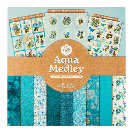 12 Printed Cards - Aqua Medley 342470