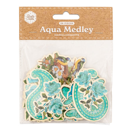 Aqua Medley Embellishments - 56 Pk 342513