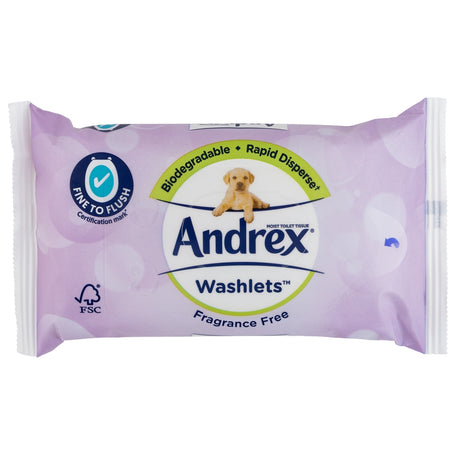 Andrex Gentle Clean Washlets Pink 36 Wipes 342869