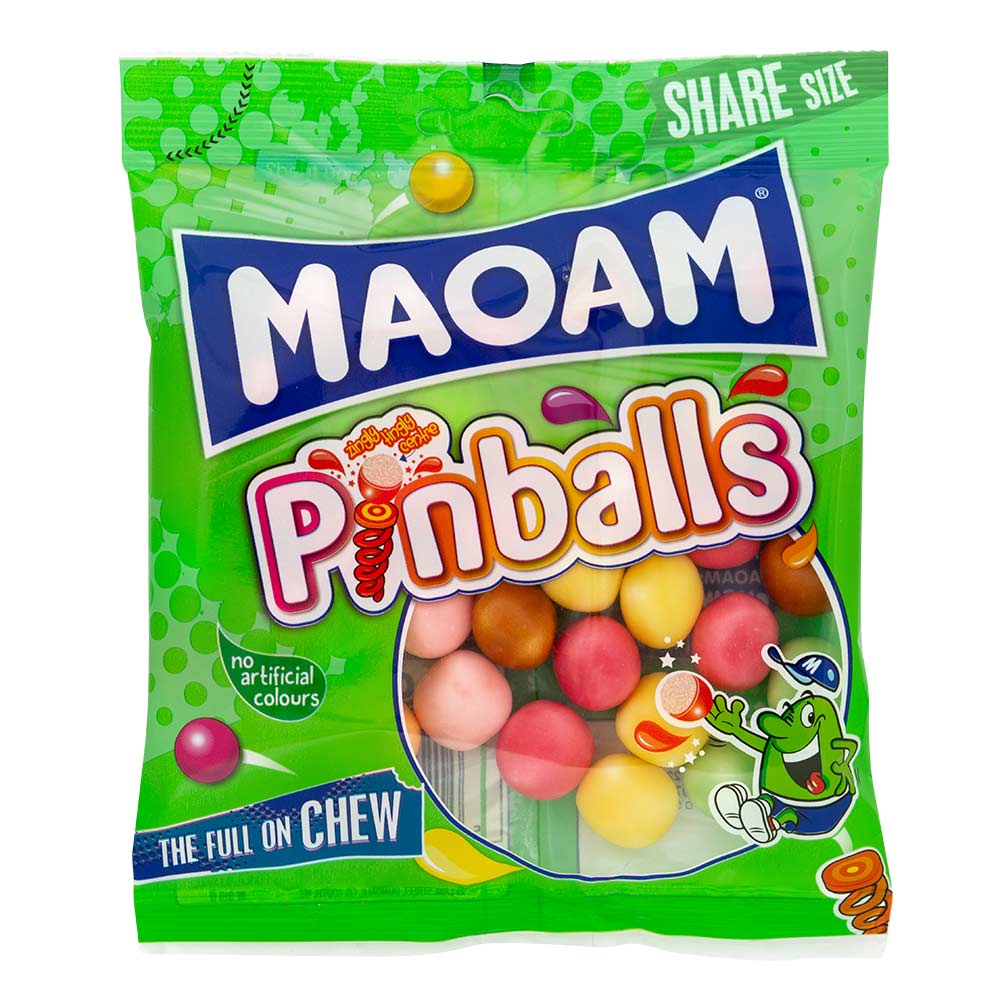 Haribo maoam pinballs sweets on a white background