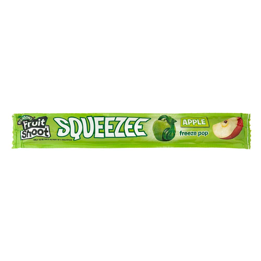 Fruit shoot squeezee ice pops apple flavour on a white background