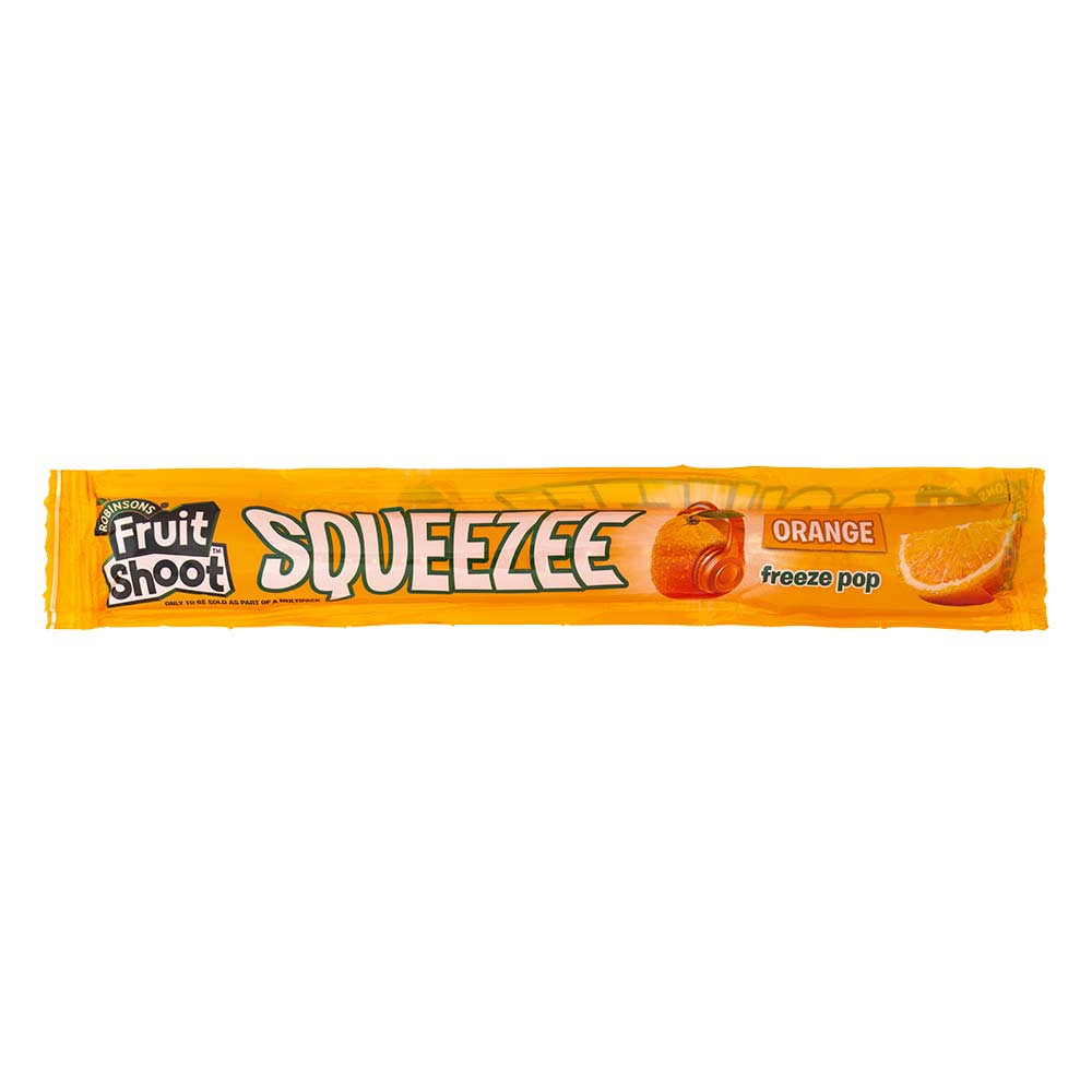 Fruit shoot squeezee ice pops orange flavour on a white background