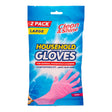 Clean & Shine Pink Rubber Gloves -2 Pk L 343647