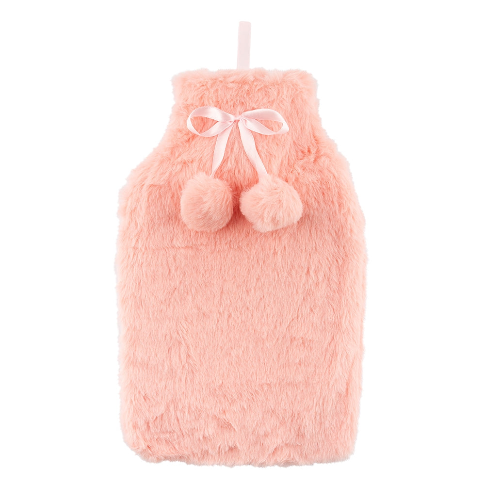 Fur 2L Pom-Pom Hot Water Bottle - Pink 344383- PINK