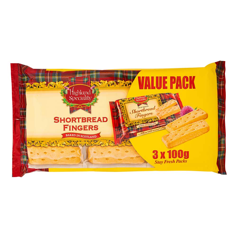 Highland Speciality Shortbread Fingers Value Pack 100g x 3 Pack