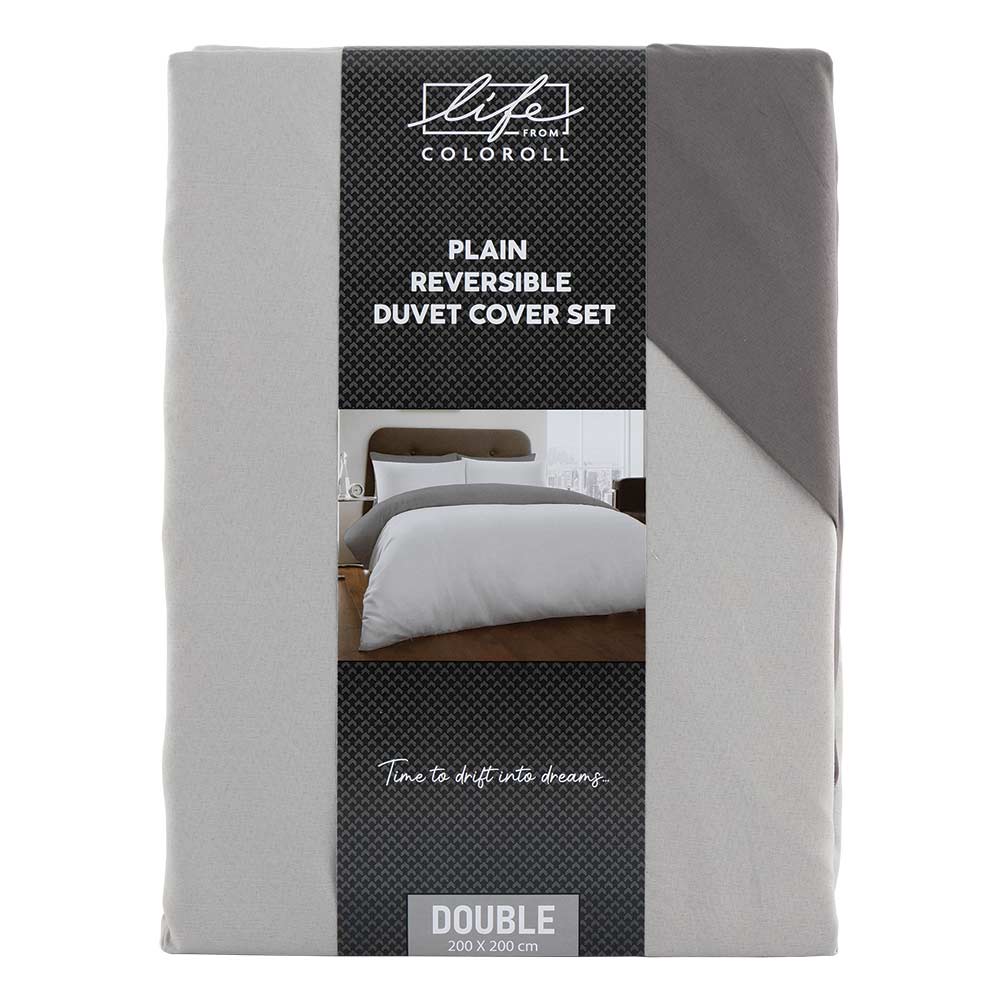 Grey & Charcoal Reversible Duvet Set Double