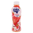Flavita strawberry flavour drink with coconut jelly on white background