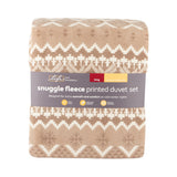 Snuggle Fleece Duvet King Set - Printed Brown 346164-BROWN
