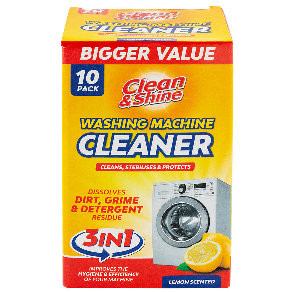 Clean & Shine Lemon Scented Washing Machine Cleaner 10 Pack