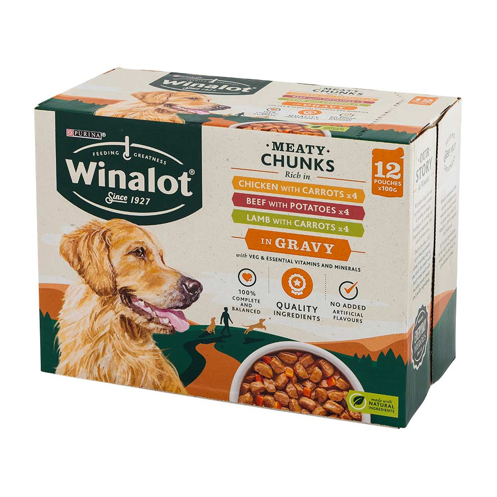 Winalot Meaty Chunks In Gravy Wet Dog Food 100g x 12 Pack