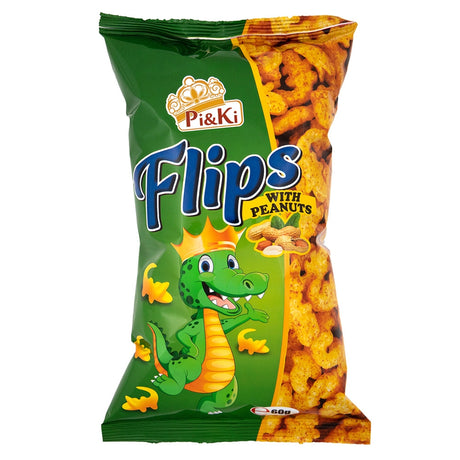 Pi & Ki Flips Corn Snacks With Peanuts -Crocodile Shape 347177