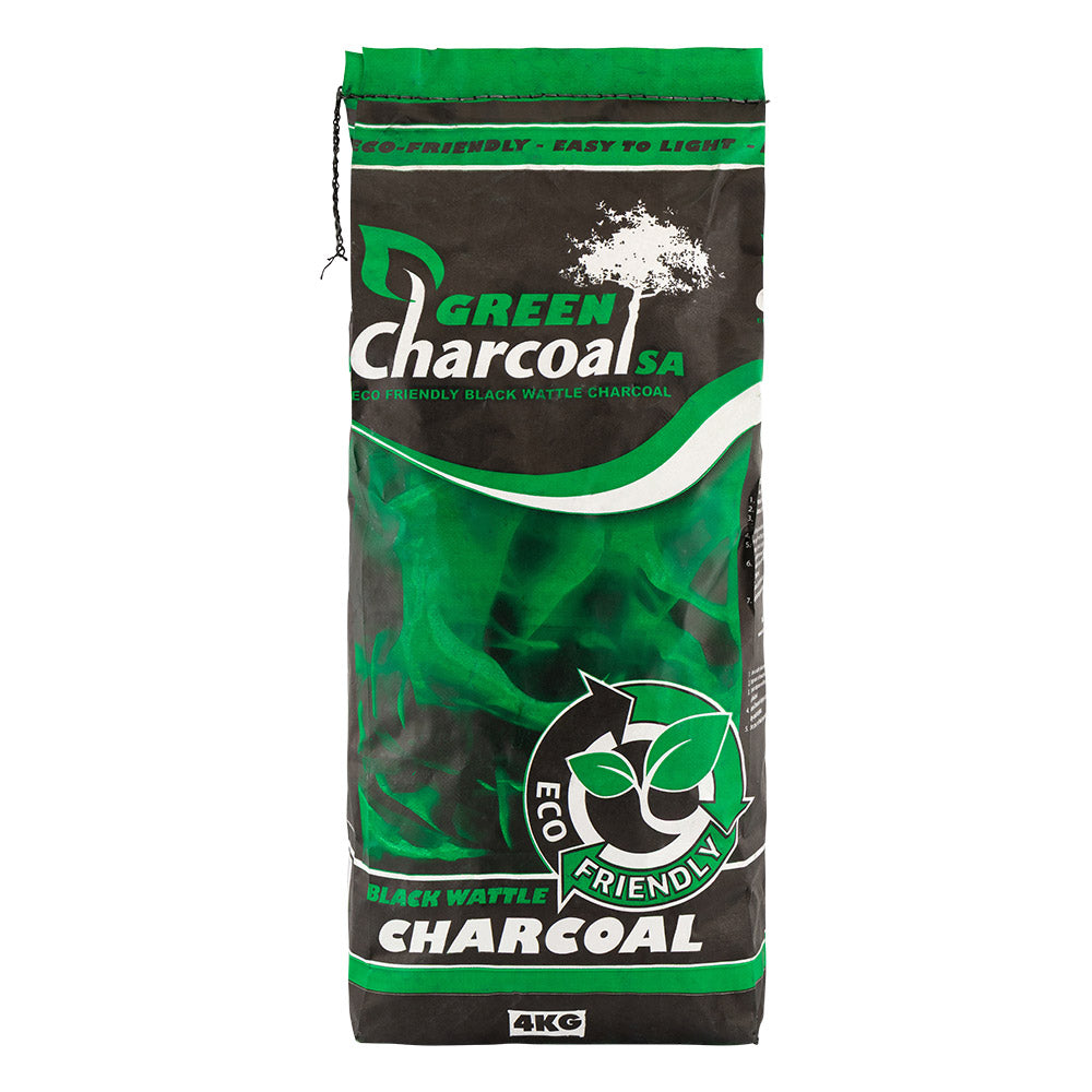 4kg bag of black wattle charcoal on a white background