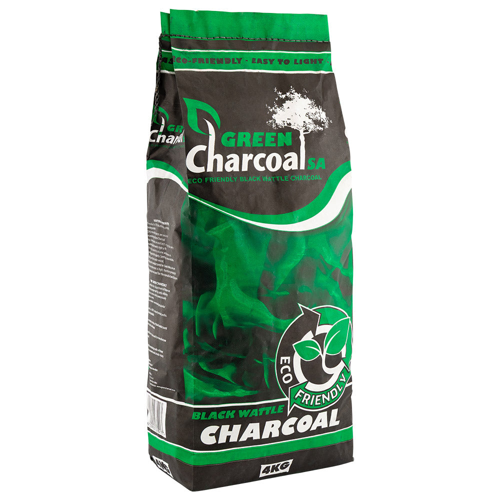 4kg bag of black wattle charcoal on a white background