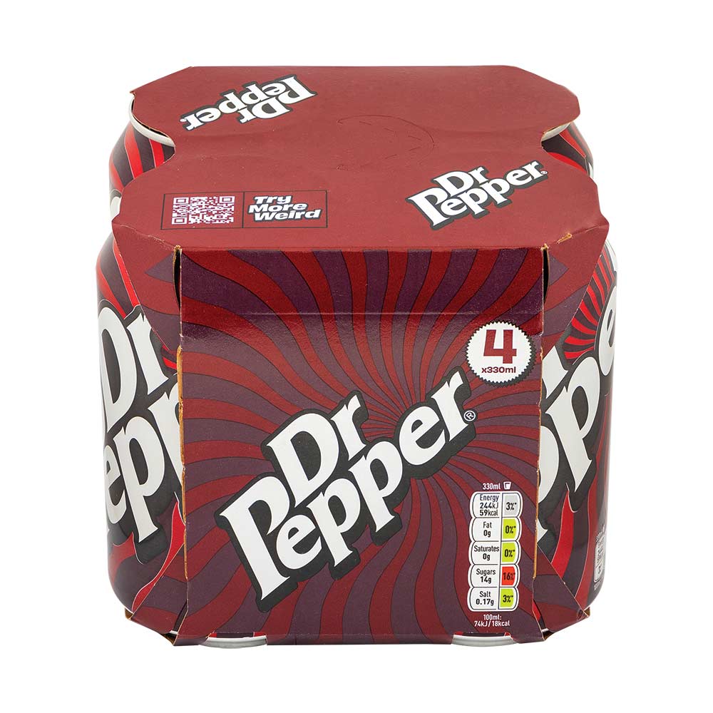 Dr Pepper Soft Drink Cans 330ml x 4 Pack