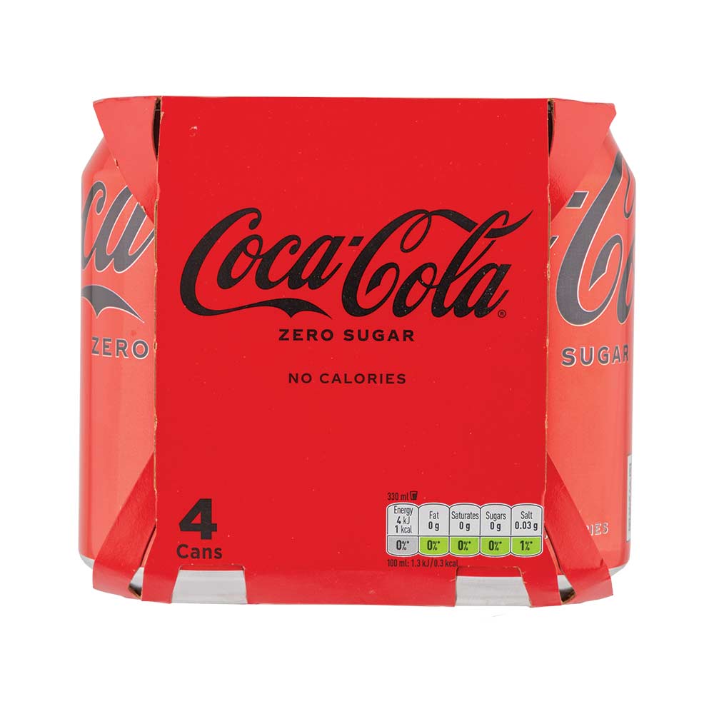 Coca Cola Soft Drink Can Zero Sugar 330ml x 4 Pack