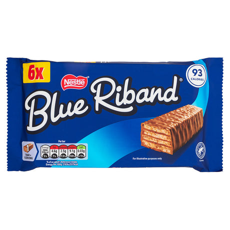 Blue riband 6 pack on a white background