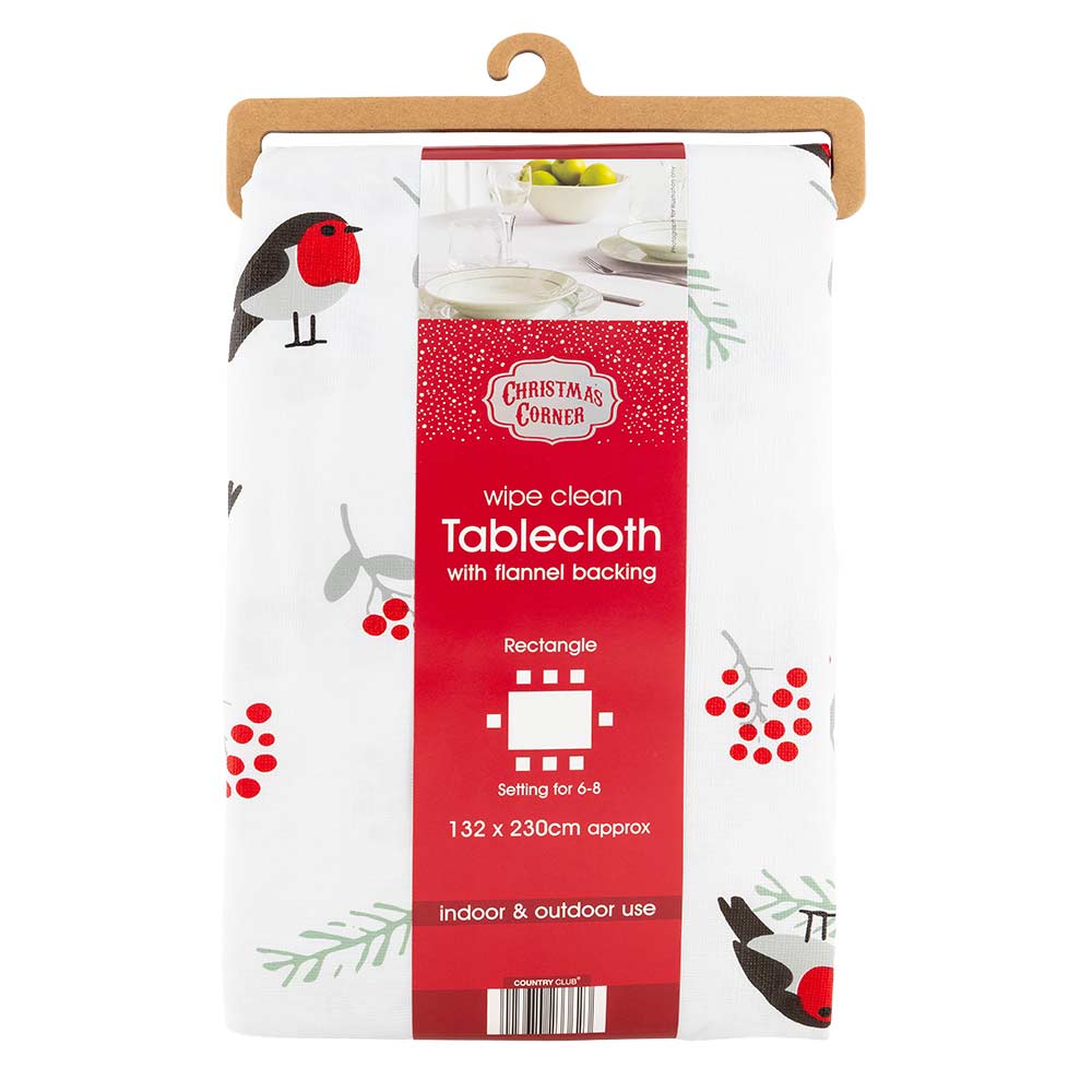 Christmas Dining Table Cloth With Flannel Backing 132 x 230cm