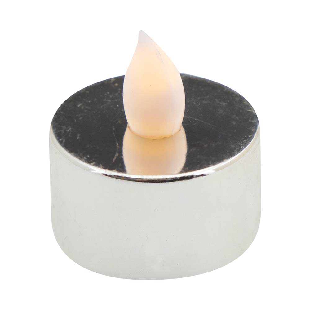 LED Flickering Silver Tealights 4 Pack