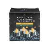 LED Flickering Silver Tealights 4 Pack