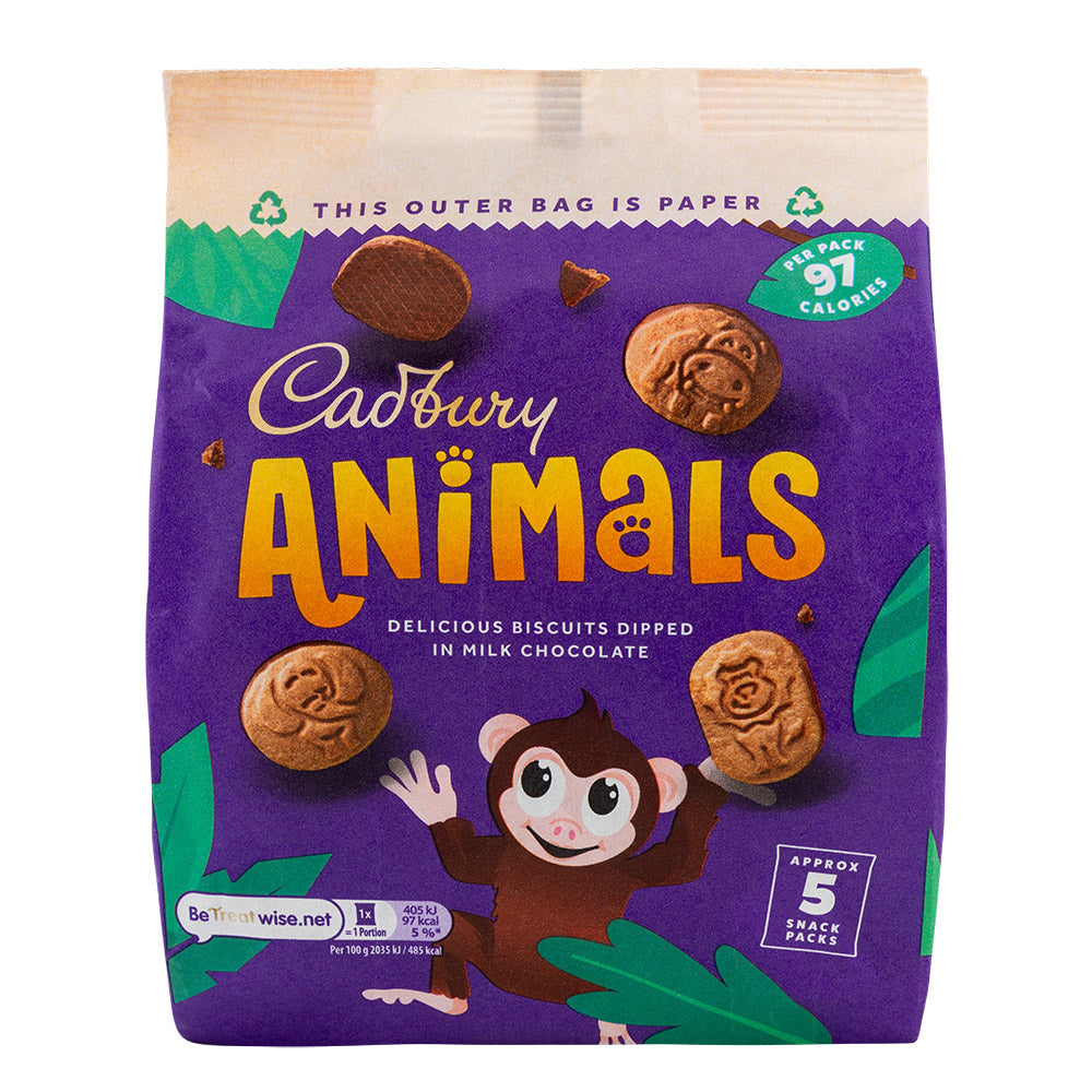 Cadbury Animals Biscuits Milk Chocolate 5 x 19.5g Pack