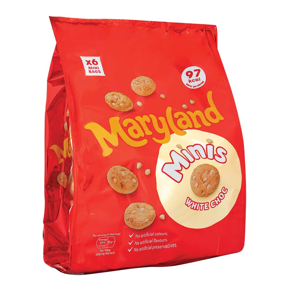 Maryland Minis White Choc Chip Cookies 19.8g x 6 Pack