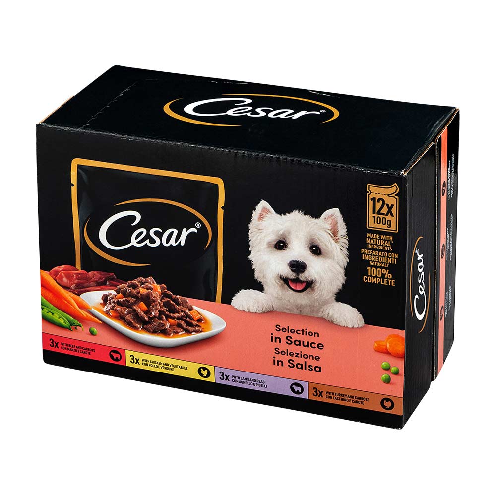 Cesar Selection In Sauce Adult Wet Dog Food Pouches 100g x 12 Pack