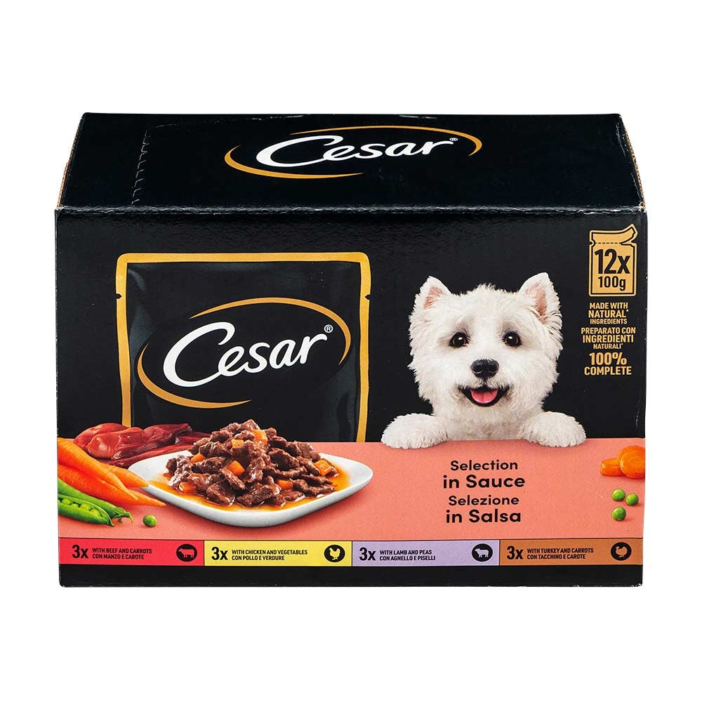 Cesar Deliciously Fresh Dog Pouches Favourites In Sauce 12 X 100G | Poundstretcher  536261