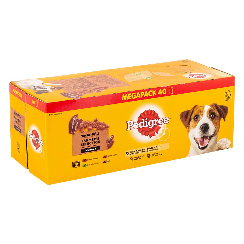 Pedigree Farmer's Selection In Gravy Adult Wet Dog Food 100g x 40 Pack