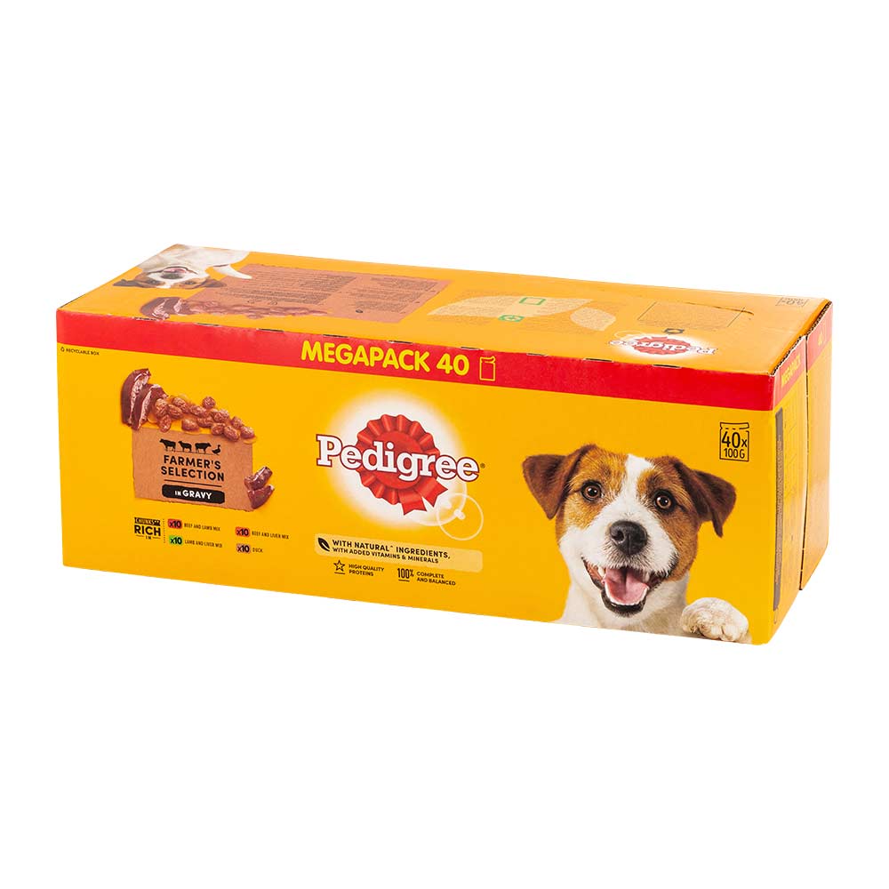 Pedigree Farmer's Selection In Gravy Adult Wet Dog Food 100g x 40 Pack