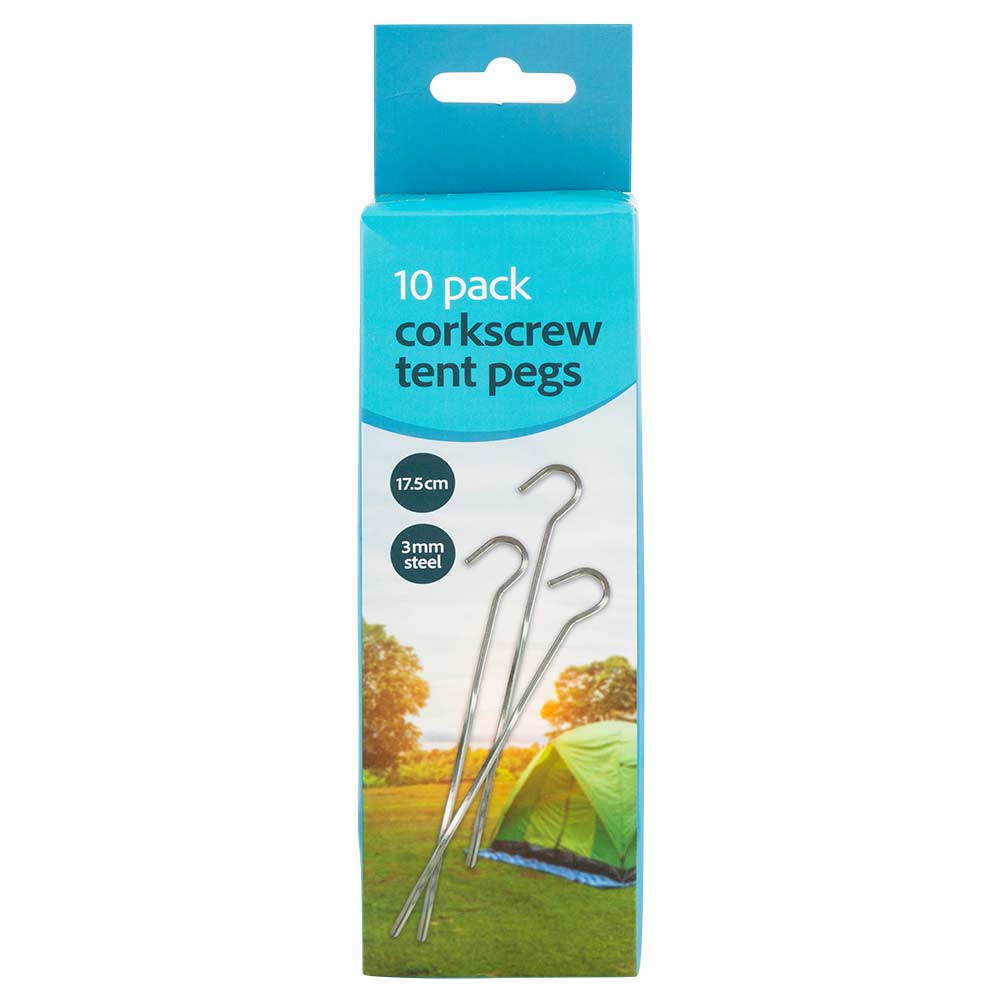 Corkscrew Tent Pegs 10 Pack