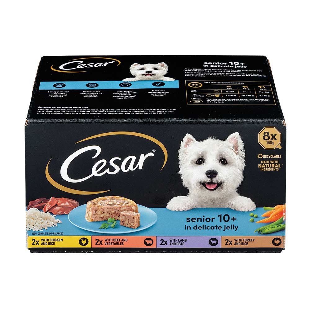 Cesar Senior 10+ In Delicate Jelly Wet Dog Food 150g x 8 Pack