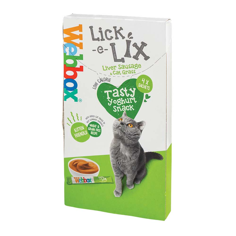 Webbox Lick-E-Lix Liver Sausage & Grass Cat Treats 15g x 4 Pack