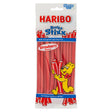 Haribo balla stixx strawberry sweets on a white background