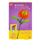 Box of 'Blocks in Bloom' Chrysanthemum building set with colorful flower design on a white background